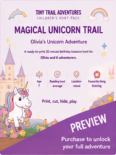 Sample front cover page from a Tiny Trail Adventures printable pack.